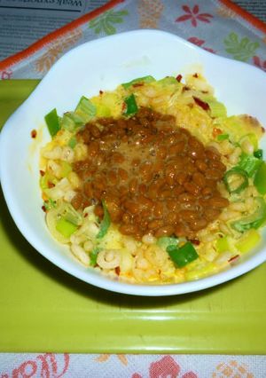 レンチンで納豆卵とじ＋青ネギのタパス-レシピのメイン写真