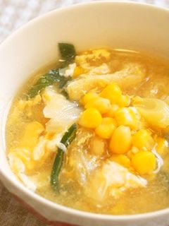 コーン入り♪卵のふわふわ味噌汁♪-レシピのメイン写真