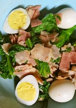 わさび菜ベーコン炒め-レシピのメイン写真