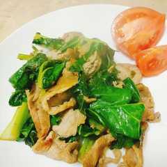รูปของ かき菜と豚肉のさっぱり炒め