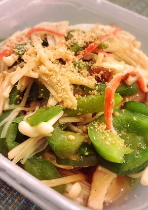 かにかまとピーマンとキノコのぽん酢炒め-レシピのメイン写真