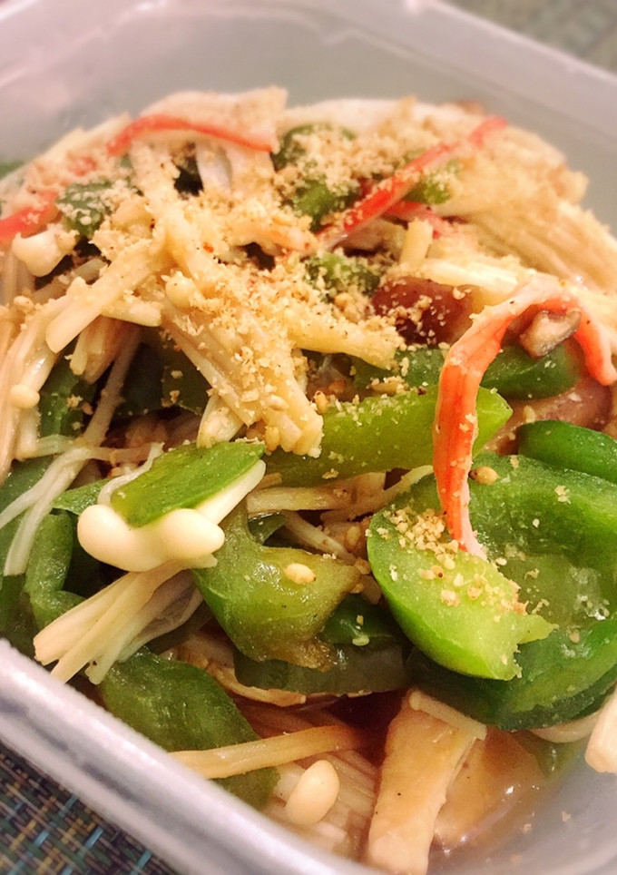 かにかまとピーマンとキノコのぽん酢炒め-レシピのメイン写真