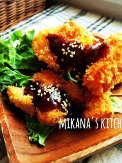 魚肉ソーセージと玉ねぎの串揚げ♪♪-レシピのメイン写真