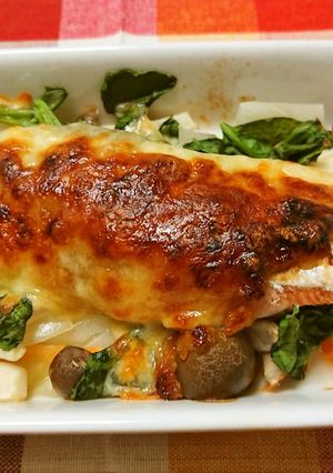 鮭と玉ねぎの味噌チーズ焼き-レシピのメイン写真