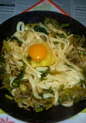 おじゃこ＋大根葉炒めの焼きうどん-レシピのメイン写真