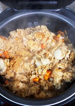 ベビーホタテと生姜のポン酢炊き込みご飯-レシピのメイン写真