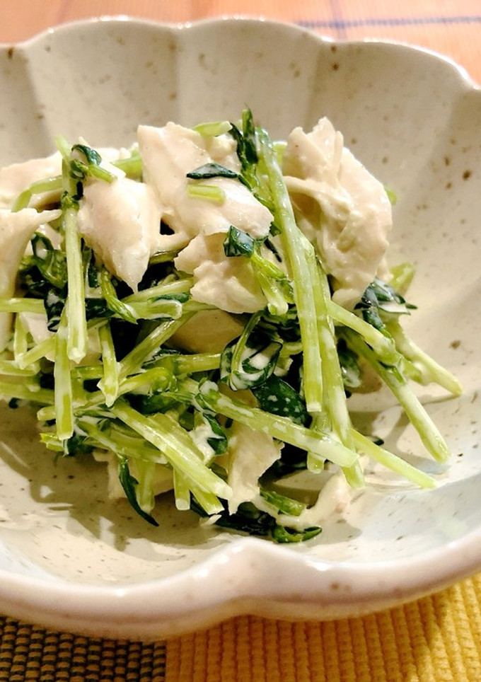 簡単！ささみと豆苗のからしマヨ和え♪-レシピのメイン写真