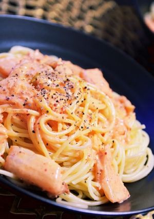 お店で食べたキムチベーコンクリームパスタ-レシピのメイン写真