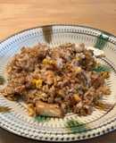 麹漬けの鶏胸肉とれんこん、納豆入り炒飯