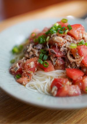 鯖缶とトマトの素麺-レシピのメイン写真
