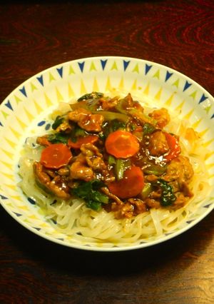 豚肉あんかけビーフン簡単ワンパン甘辛味-レシピのメイン写真