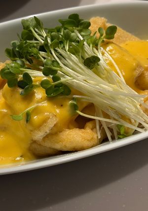 だし炊きお揚げさん　オランデーズソース-レシピのメイン写真
