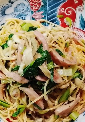 ウインナーと舞茸の塩なしワンパンパスタ-レシピのメイン写真