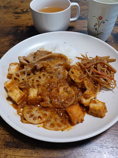 しゃきしゃき蓮根厚揚げの豚肉入り麻婆ご飯-レシピのメイン写真