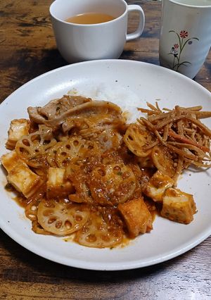 しゃきしゃき蓮根厚揚げの豚肉入り麻婆ご飯-レシピのメイン写真