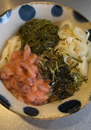 ごま油香る塩辛めかぶっかけうどん-レシピのメイン写真