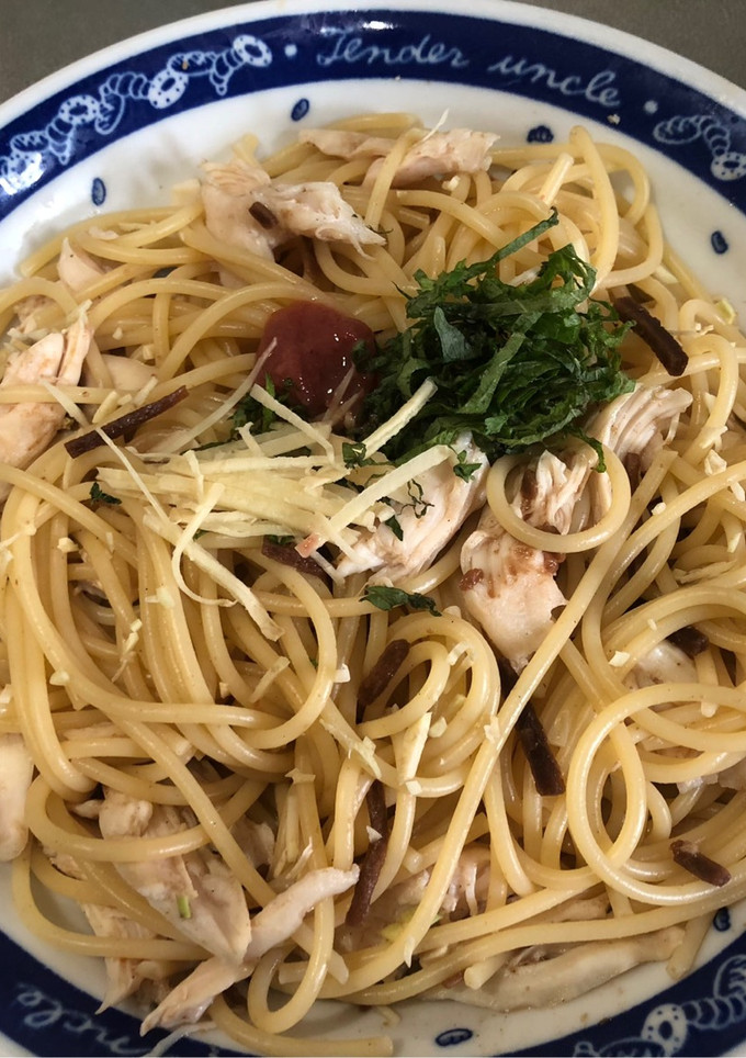 男梅シートを使った和風パスタ-レシピのメイン写真
