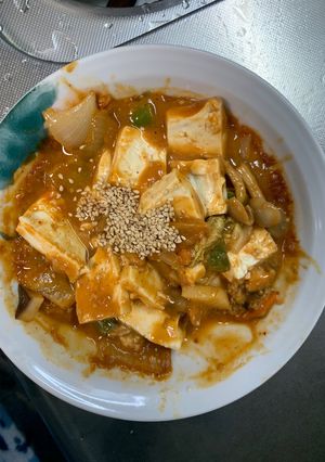 お一人様簡単洋風キムチチリ味豆腐野菜炒め-レシピのメイン写真