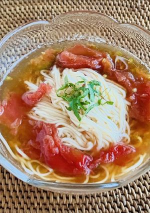 冷凍トマトで ぶっかけ素麺つゆ-レシピのメイン写真