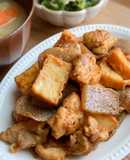鶏肉＊厚揚げ＊こんにゃくのピリ辛味噌炒め