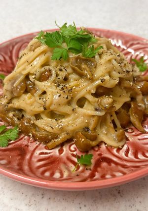 ワンパンで♪なめこのクリーミーパスタ-レシピのメイン写真