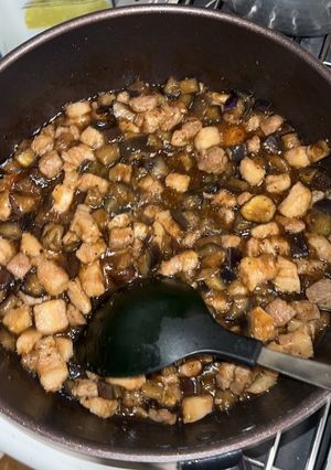ナスと豚肉の丼もの-レシピのメイン写真