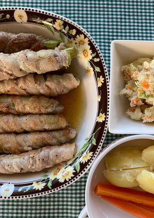 アスパラガスの肉巻きとアスパラ入りポテトサラダ-レシピのメイン写真