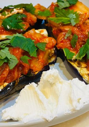 ナスの最強の食べ方！味噌キムチカッテージチーズ♪-レシピのメイン写真