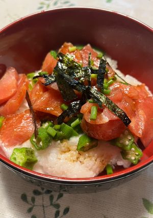 オクラと山芋のマグロ丼-レシピのメイン写真