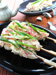 ササミにカニカマガリネギのせ焼き鳥-レシピのメイン写真