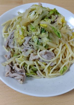 白菜と味噌漬け豚肉の和風パスタ-レシピのメイン写真