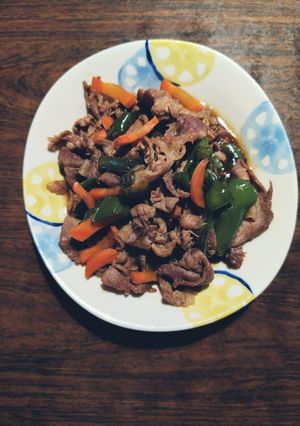 豚こまと人参とピーマンの焼肉麺つゆ和え-レシピのメイン写真