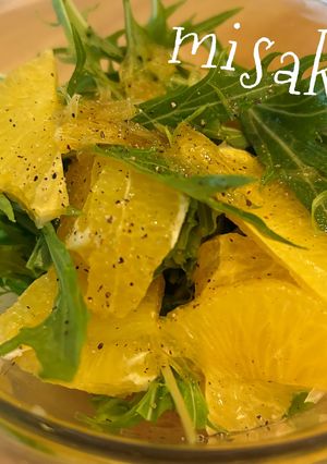 水菜と八朔のサラダ☆八朔ドレッシング和え-レシピのメイン写真
