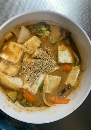 お一人様クリーミーおこわ味豆腐野菜炒め-レシピのメイン写真