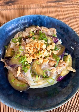 レンジで簡単！茄子と豚肉のぶっかけうどん-レシピのメイン写真