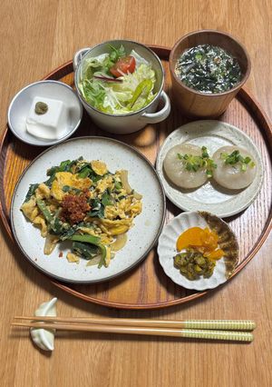 ニラ玉定食-レシピのメイン写真
