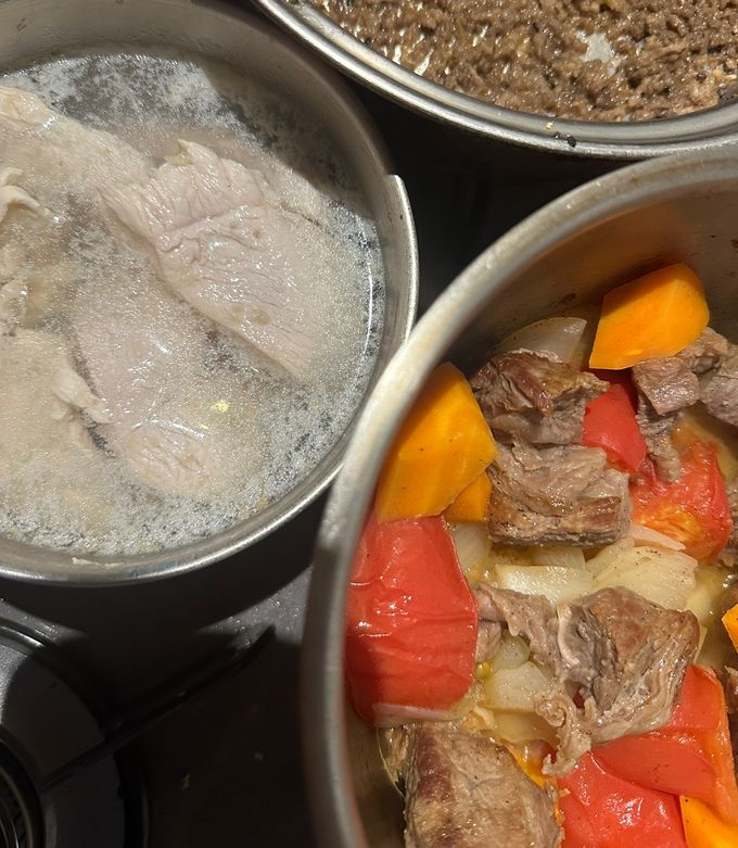 大学芋→肉そぼろ・茹で胸肉→カレー-レシピのメイン写真