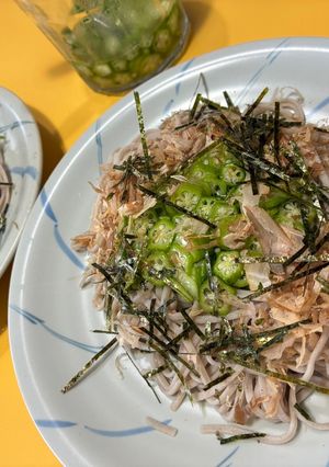 酷暑のお昼に❗️水オクラ蕎麦-レシピのメイン写真