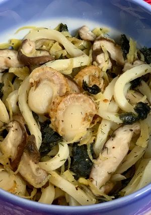 ホタテと椎茸の塩焼きうどん-レシピのメイン写真