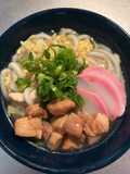 鶏こま切れ肉で、かしわうどん