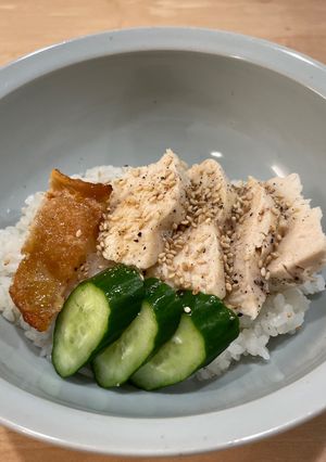 海南チキンライス⭐︎炊飯器で⭐︎鶏皮煎餅添え-レシピのメイン写真