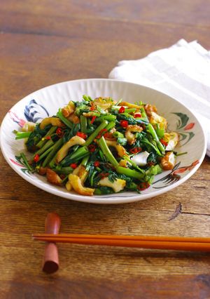 レンジで★空心菜とちくわのうま辛にんにく醤油和え-レシピのメイン写真