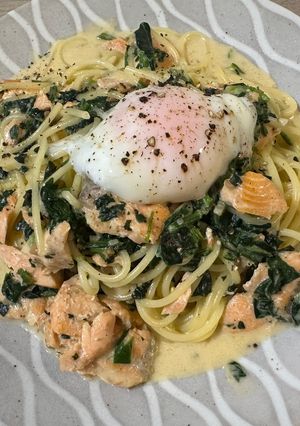 鮭とほうれん草の和風カルボナーラ🥬-レシピのメイン写真