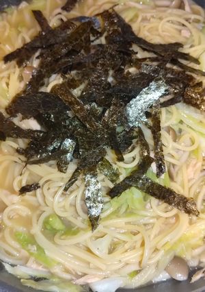 ツナしめじキャベツ和洋折衷スープパスタ-レシピのメイン写真