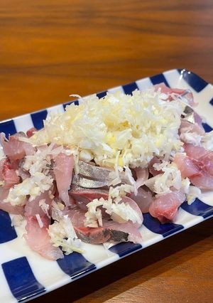 薬味3種刺身に盛りつけたら居酒屋の味-レシピのメイン写真