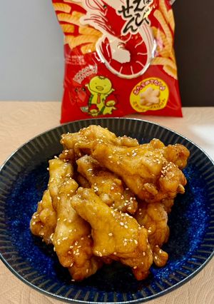 かっぱえびせんの手羽元柚子胡椒ハニー!-レシピのメイン写真