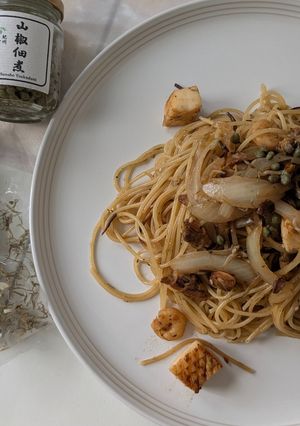 昆布ちりめんと山椒のシーフードパスタ-レシピのメイン写真