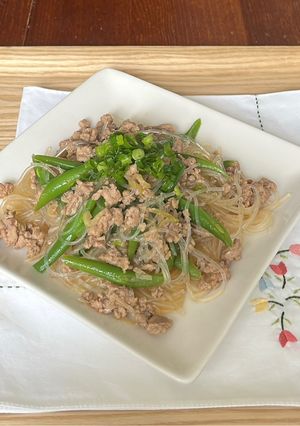 春雨とひき肉といんげんのピリ辛炒め-レシピのメイン写真