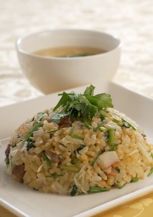 ふわっと香る金沢せりのパラパラ炒飯-レシピのメイン写真