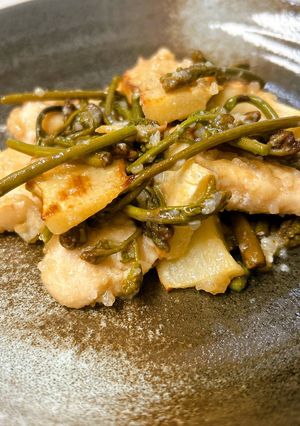 わらびとたけのことささみの塩麹炒め-レシピのメイン写真